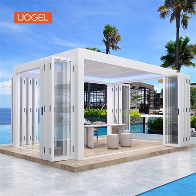 ʻO Pergola e hoʻopili ana i nā puka aniani